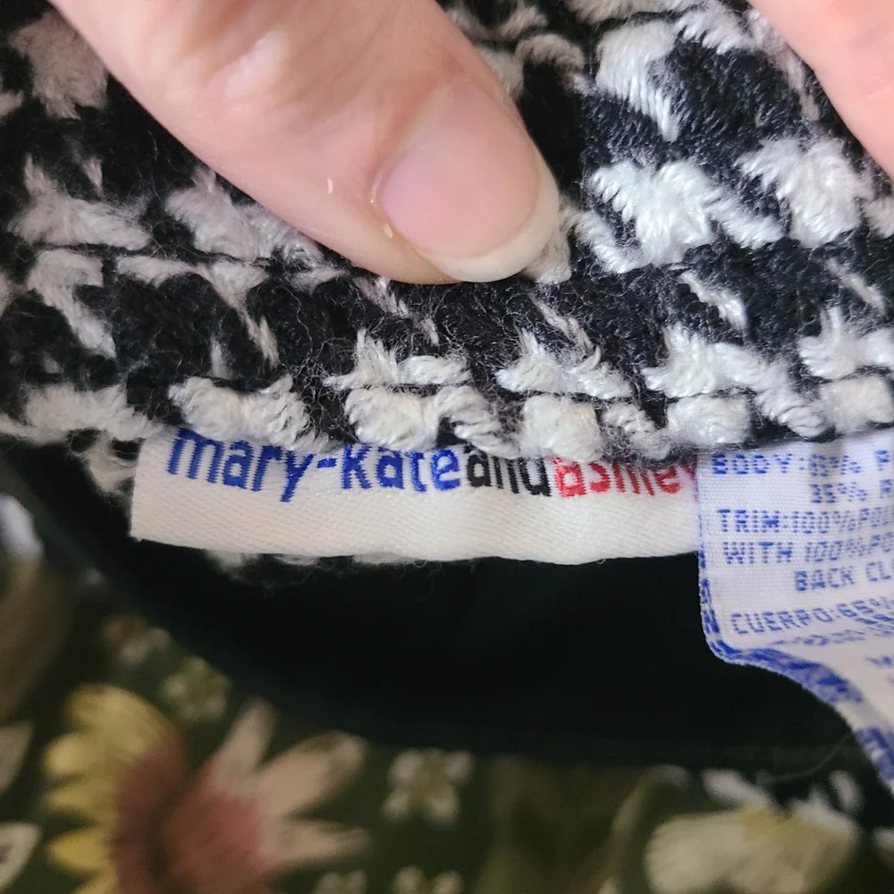 VTG Y2K Mary-Kate and Ashley Houndstooth Mini Skirt Kids 5 Black Faux Leather
